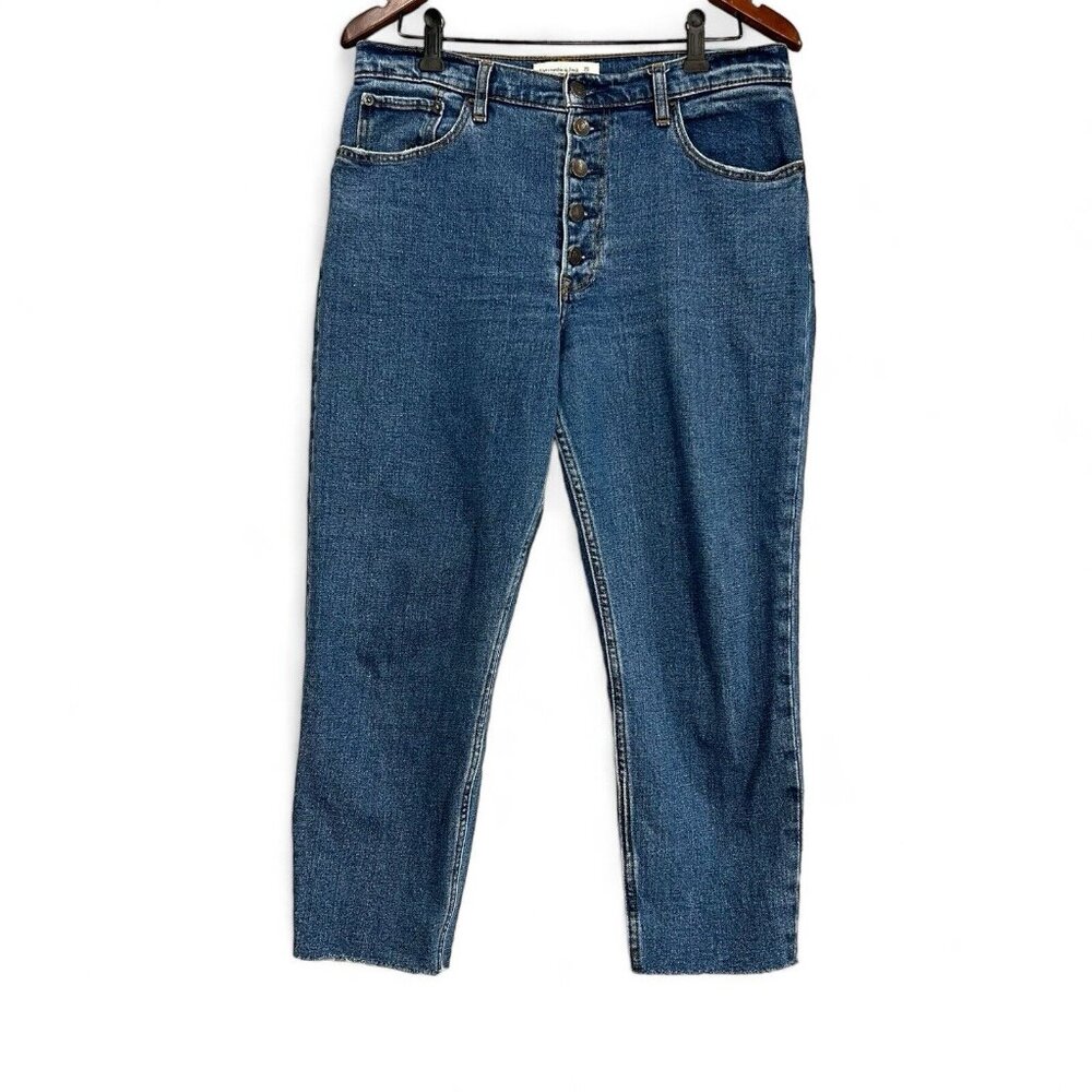 Abercrombie & Fitch Womens Jeans 30 / 10 Blue Denim Mom High Rise Raw Hem Crop